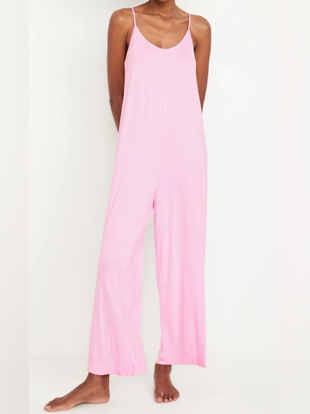 Old Navy Pink Wide-Leg Spaghetti Strap Jumpsuit Pajama